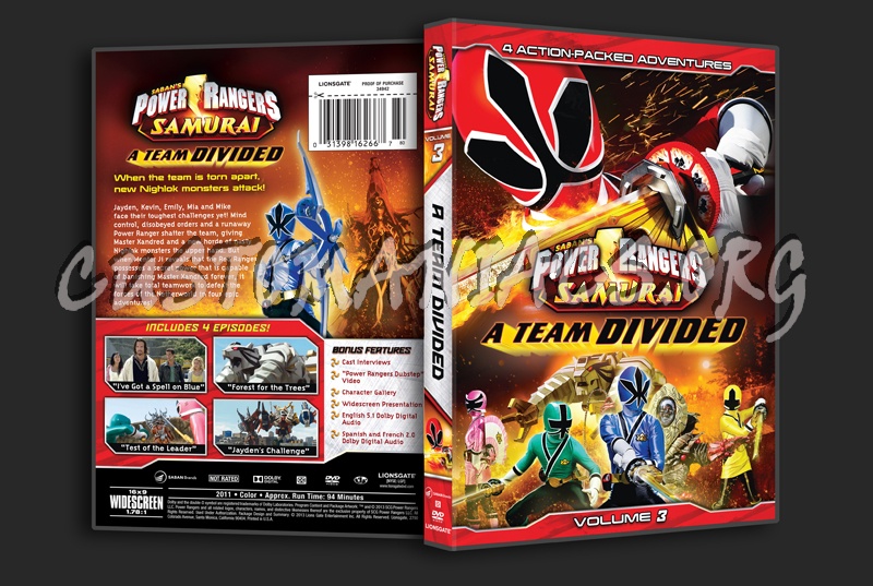 Power Rangers Samurai A Team Divided Volume 3 dvd cover