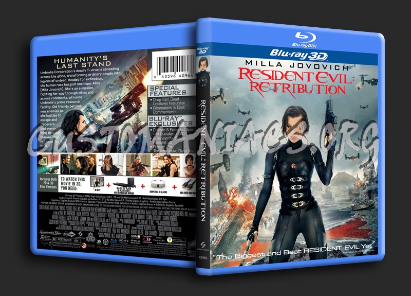 Resident Evil Retribution 3D blu-ray cover