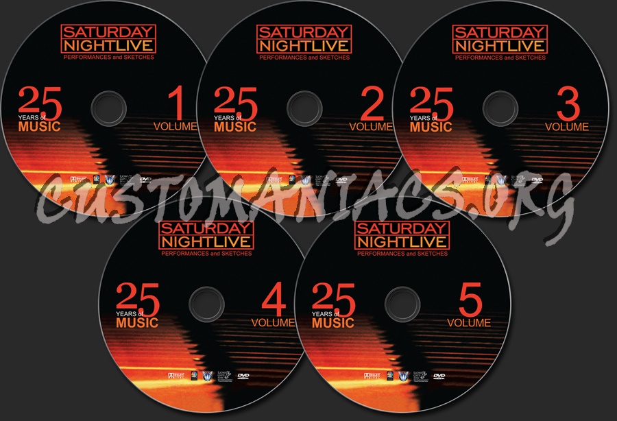Saturday Night Live 25 years of Music volume 1-5 dvd label