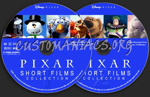 Pixar Short Films Collection - Volumes 1 & 2 dvd label