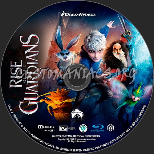 Rise of the Guardians blu-ray label