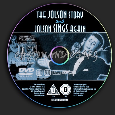 The Jolson Story & Jolson Sings Again dvd label