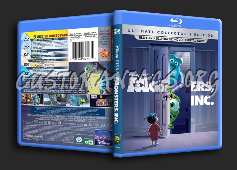 Monsters, Inc 3D blu-ray cover