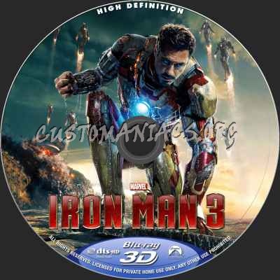 Iron Man 3 (2D+3D) blu-ray label