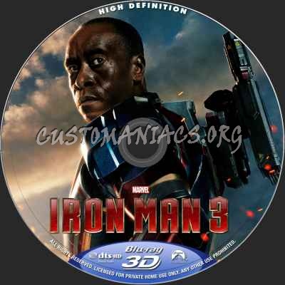 Iron Man 3 (2D+3D) blu-ray label