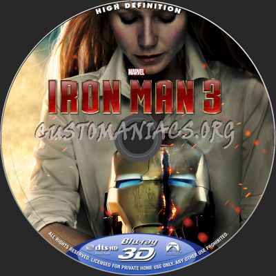 Iron Man 3 (2D+3D) blu-ray label