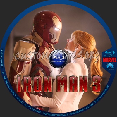 Iron Man 3 blu-ray label