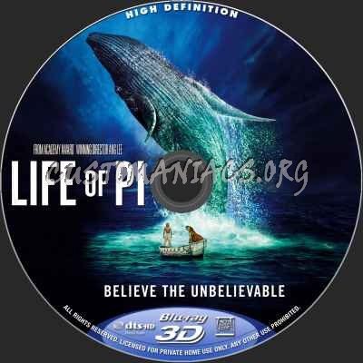 Life Of Pi (2D+3D) blu-ray label