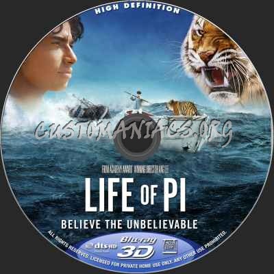 Life Of Pi (2D+3D) blu-ray label