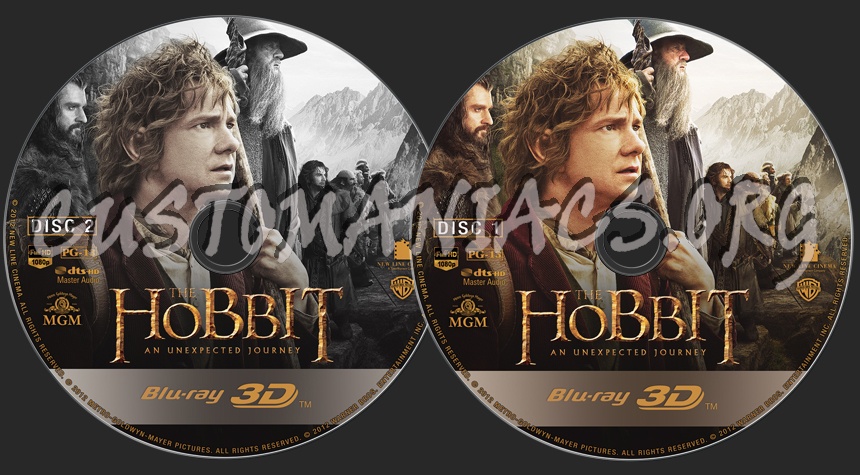 The Hobbit: An Unexpected Journey (3D) blu-ray label