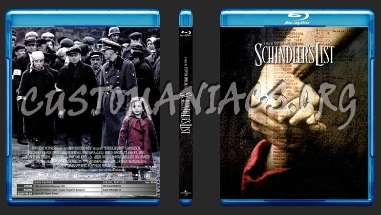 Schindler's List blu-ray cover