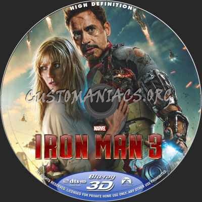 Iron Man 3 (2D+3D) blu-ray label