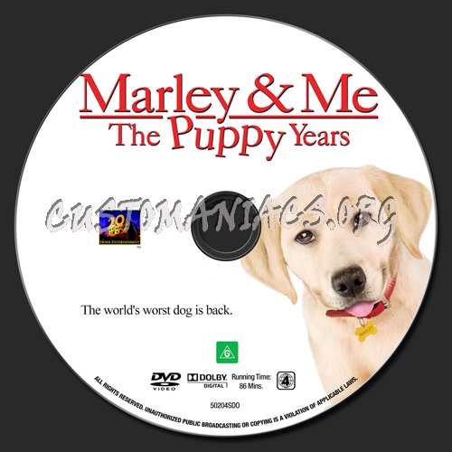 Marley & Me The Puppy Years dvd label