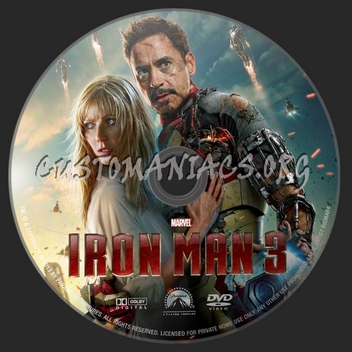 Iron Man 3 dvd label