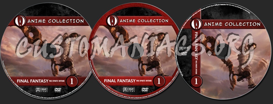 Anime Collection Final Fantasy The Spirits Within dvd label