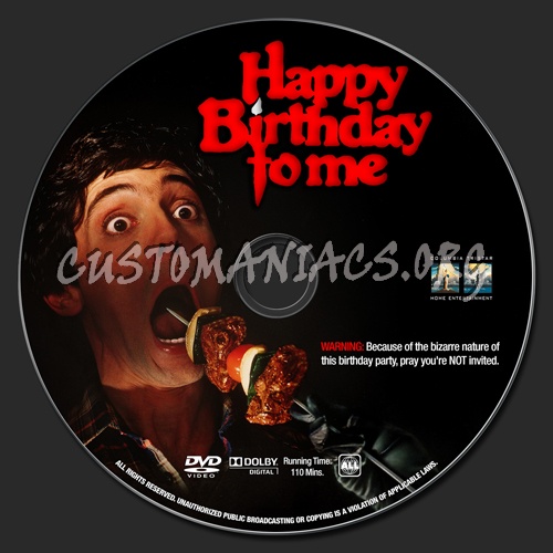 Happy Birthday To Me dvd label