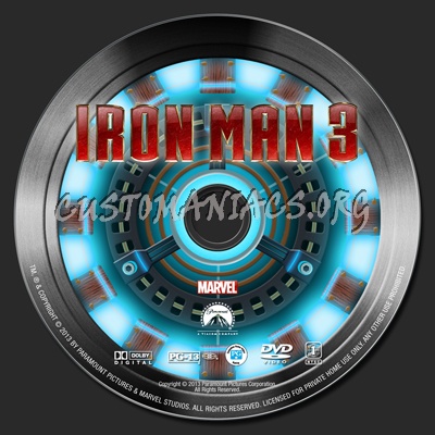 Iron Man 3 dvd label