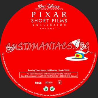 Pixar Short Films Vol 1 dvd label