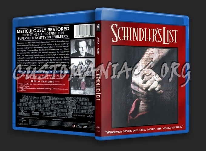 Schindler's List blu-ray cover
