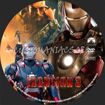 Iron Man 3 dvd label