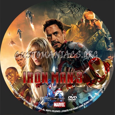 Iron Man 3 dvd label