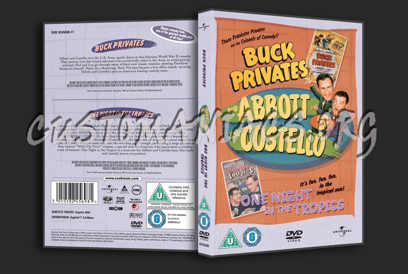 Abbott & Costello:  Buck Privates / One Night in the Tropics dvd cover