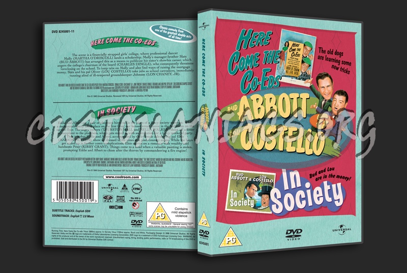 Abbott & Costello: Here Come The Co-Eds / In Society dvd cover - DVD ...