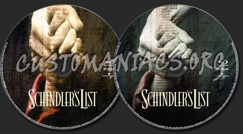 Schindler's List blu-ray label