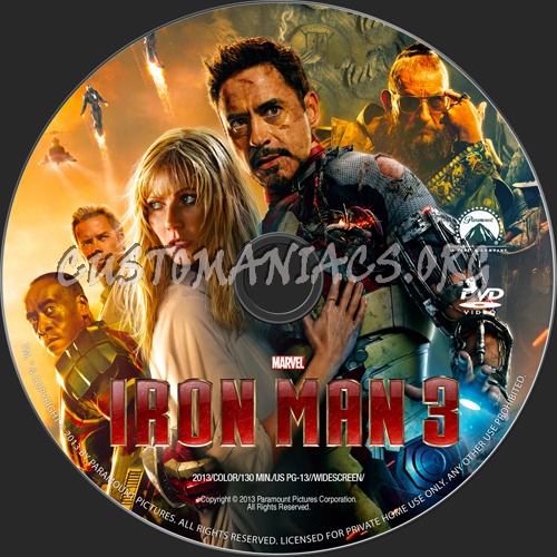 Iron Man 3 dvd label