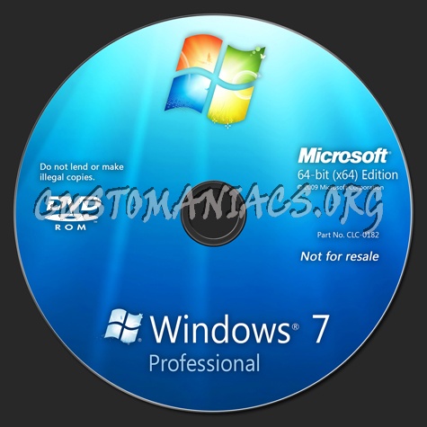 Windows 7 Pro 64 dvd label