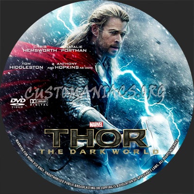 Thor The Dark World dvd label