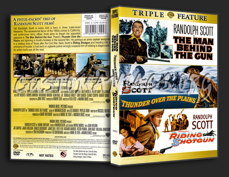 Randolph Scott: The Man Behind the Gun / Thunder Over the Plains / Riding Shotgun dvd cover