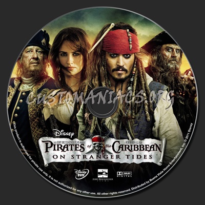 Pirates Of The Caribbean On Stranger Tides dvd label