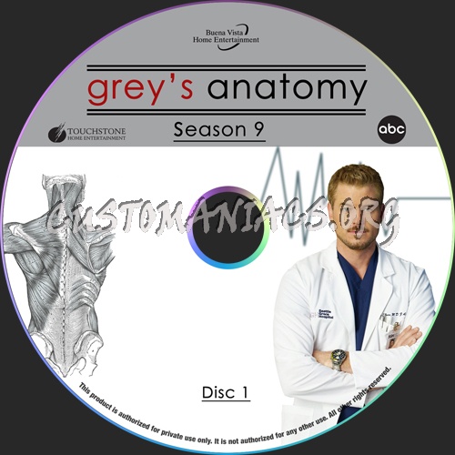 Grey's Anatomy Season 9 dvd label