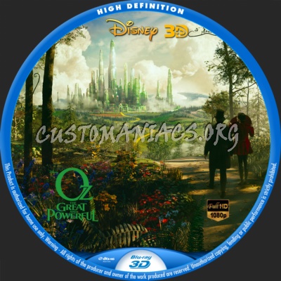 Oz The Great & Powerful 2D & 3D blu-ray label