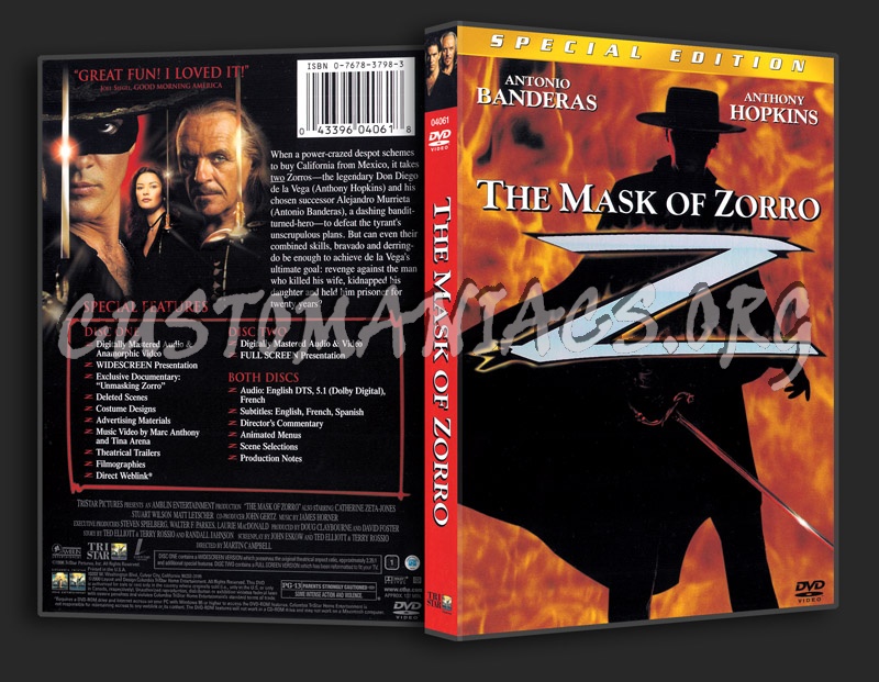 The Mask of Zorro dvd cover