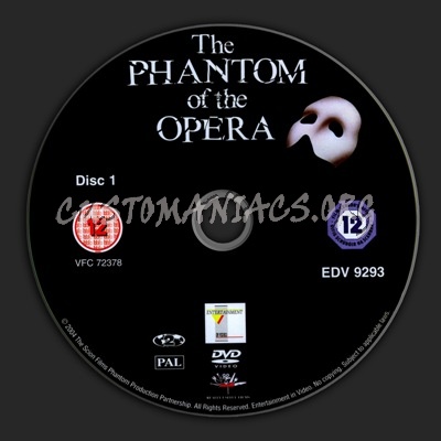 The Phantom Of The Opera dvd label