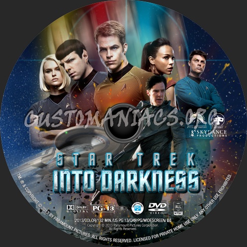 Star Trek Into Darkness (2013) dvd label