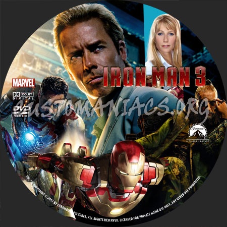 Iron Man 3 dvd label