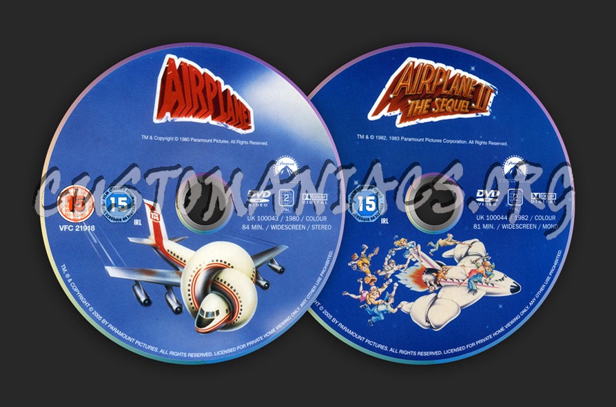 Airplane & Airplane: The Sequel dvd label