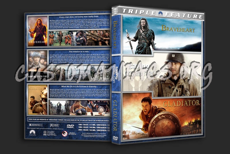 Braveheart / Saving Private Ryan / Gladiator Triple dvd cover