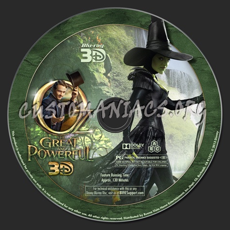 Oz The Great And Powerful - 3D blu-ray label