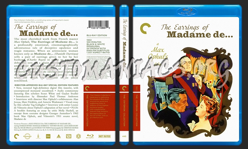 445 - The Earrings Of Madame De... blu-ray cover