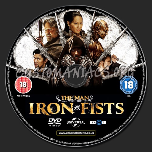 The Man with the Iron Fists dvd label