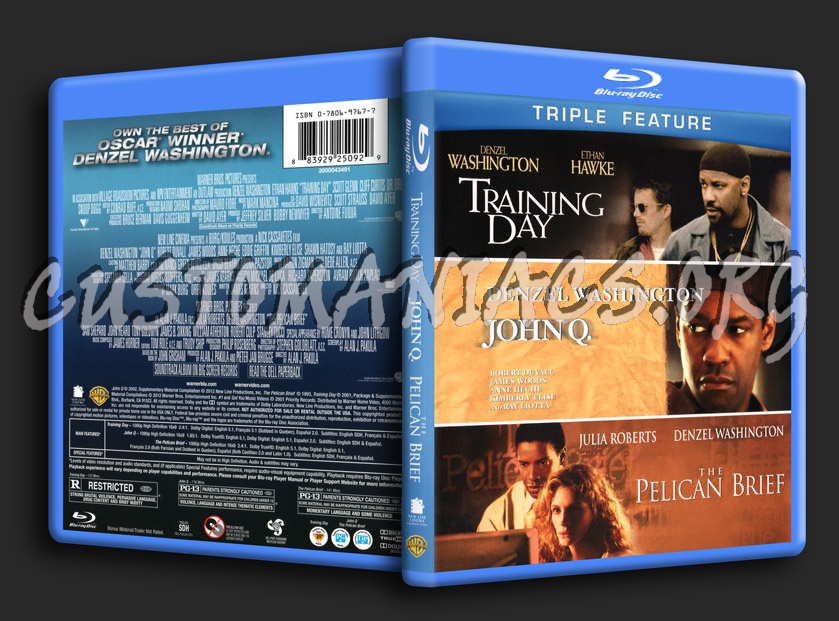 Training Day / John Q / The Pelican Brief blu-ray cover