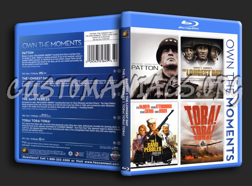 Patton / The Longest Day / The Sand Pebbles / Tora! Tora! Tora! blu-ray cover