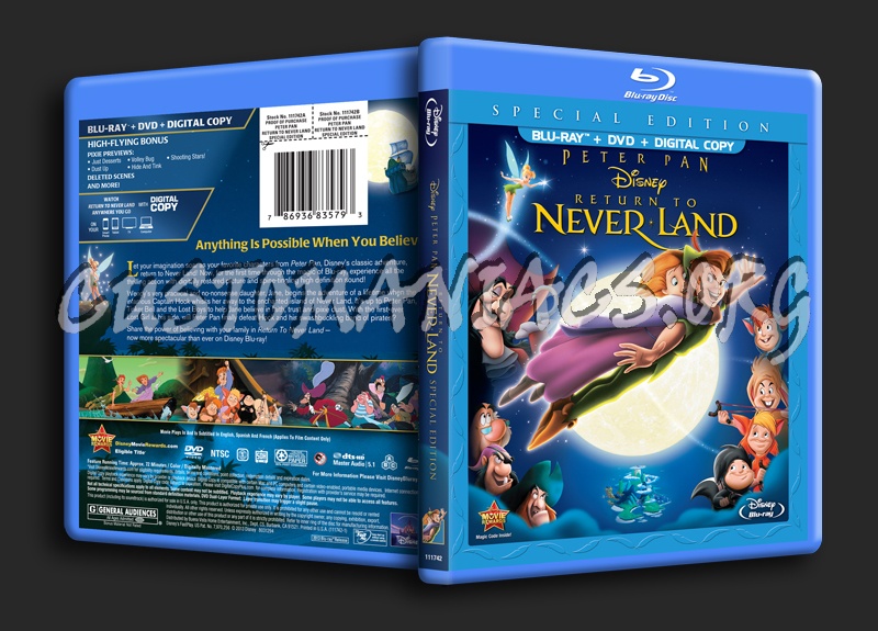 Peter Pan Return to Never Land blu-ray cover