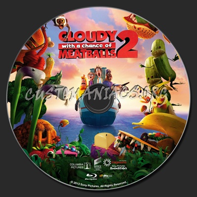 Cloudy With A Chance Of Meatballs 2 blu-ray label