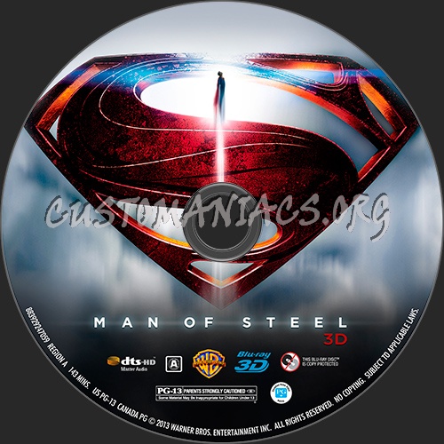 Man of Steel (2D+3D) blu-ray label