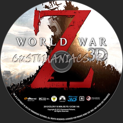 World War Z (2D+3D) blu-ray label